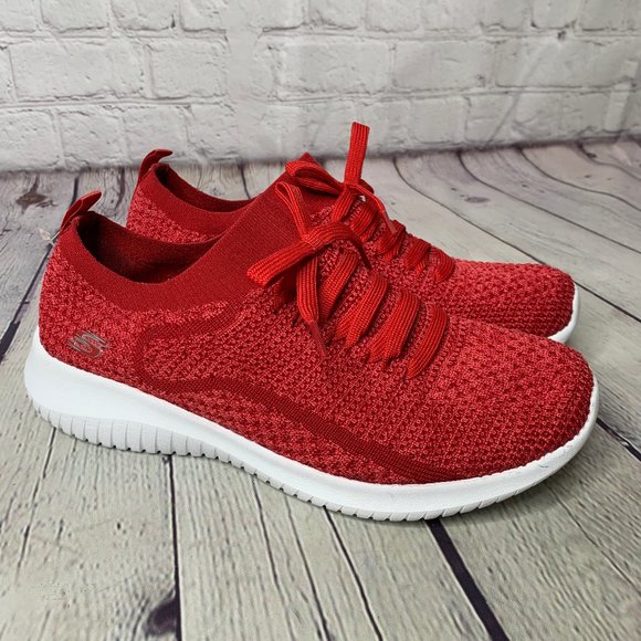 skechers memory foam womens red